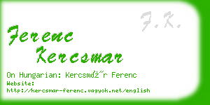 ferenc kercsmar business card